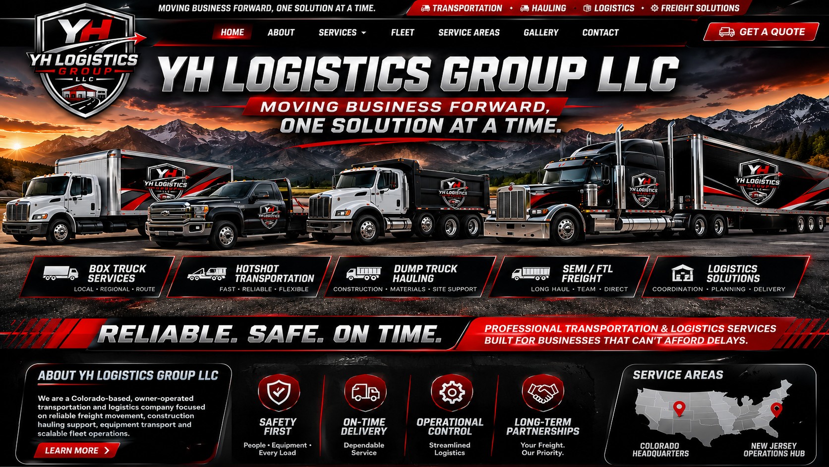 Branded YH Logistics transportation fleet concept